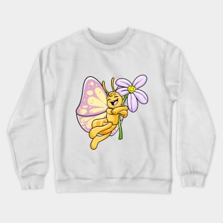 Butterfly in love with a flower Crewneck Sweatshirt